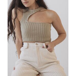 Soluna Collective Cutout Knit Tank Candace Molatore Size Medium 100% Pima Cotton